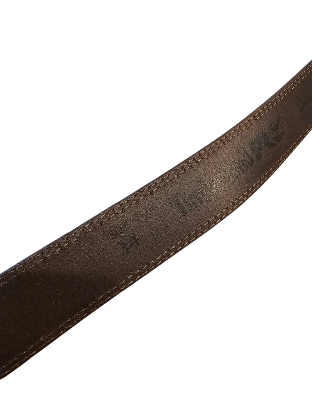 Timberland Pro Mens Sz 34 Classic Brown Leather Belt w/ Silver Tone Buckle
